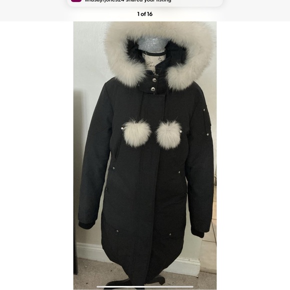 Moose Knuckles Black with  White Fur Trim - Picture 1 of 14